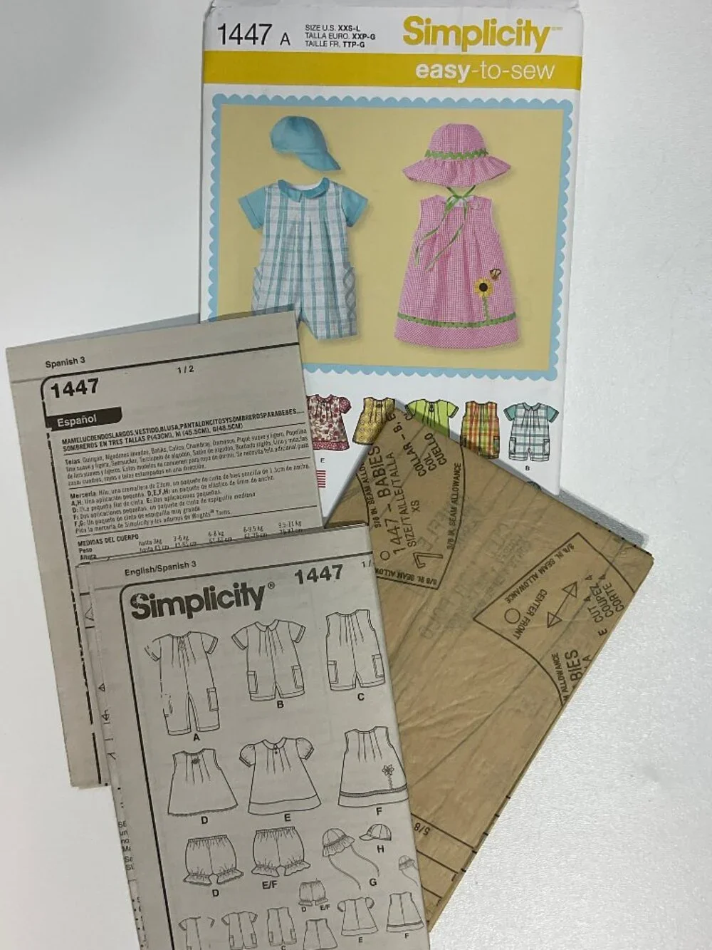 Simplicity 1169 & 1447 Baby Clothes Bundle Uncut Patterns XXS-L Unisex Sewing